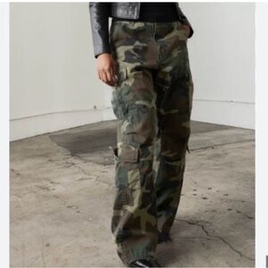 Escapism Y2K Camo Cargo Pants 34W/34 Baggy Fit Camouflage Streetwear Utility